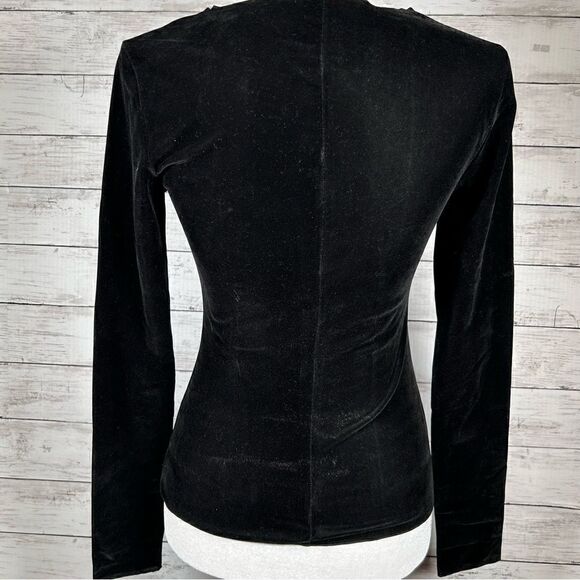 Free People Intimately Countdown Flock Black Velvet Long Sleeve Stretch XS NEW - Picture 3 of 5